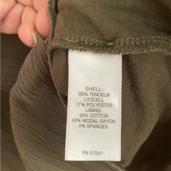 Purejill Olive Green Asymmetrical Sleeveless V-Neck Dress - Picture 3 of 4